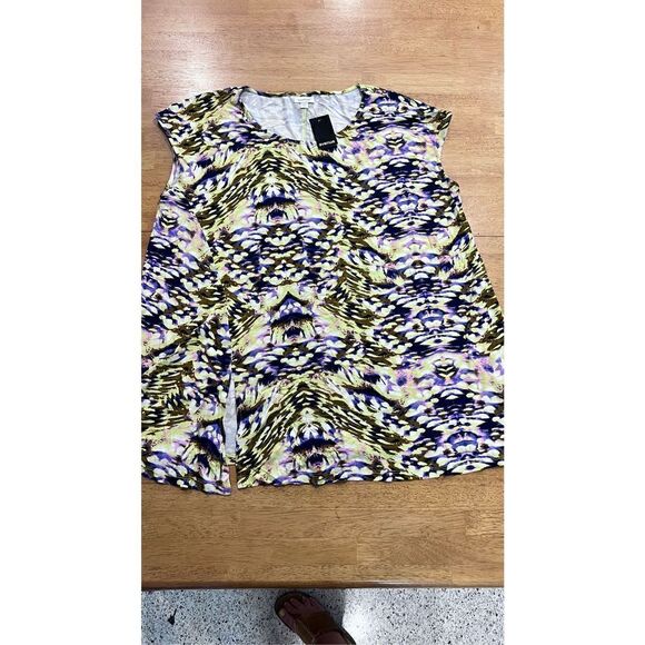 AVENUE YELLOW MIRAGE SPLIT SIDE BLOUSE WOMENS SIZE 20 NEW P1-196 - Picture 2 of 9